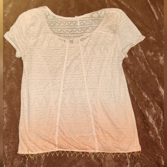 Free People XS Beaded Ombre Pink Peach Top - Picture 4 of 10